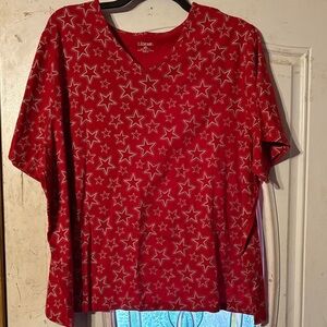 Liz & Me Red Star Print Top